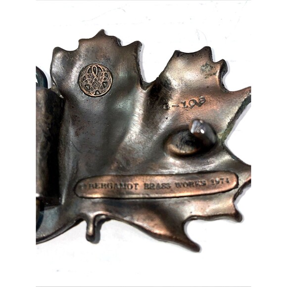 Vintage Bergamot Brass Works Maple Leaf Solid Bronze Belt Buckle 1974 Nature - Picture 5 of 7
